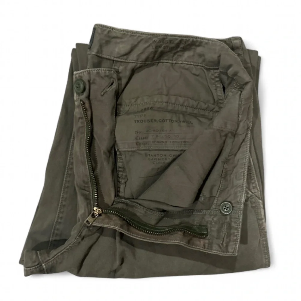 J. Crew Olive Green Cotton Twill Men’s Trousers Size W33 x L34